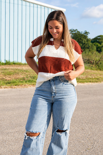 Toffee Stripes Sweater Top