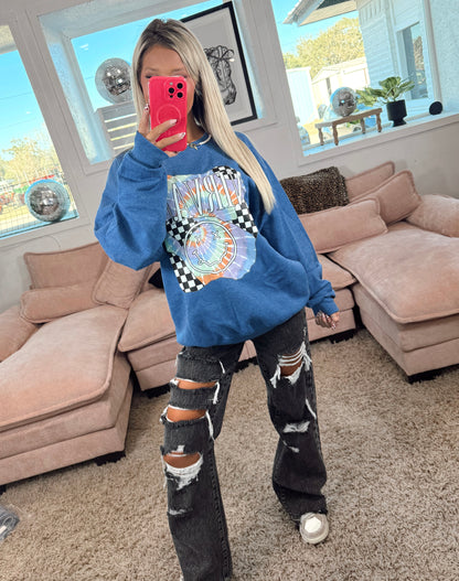 Grunge Swirl Graphic Crewneck Top