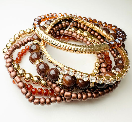 Headed Straight to Fall Brown Bracelet set