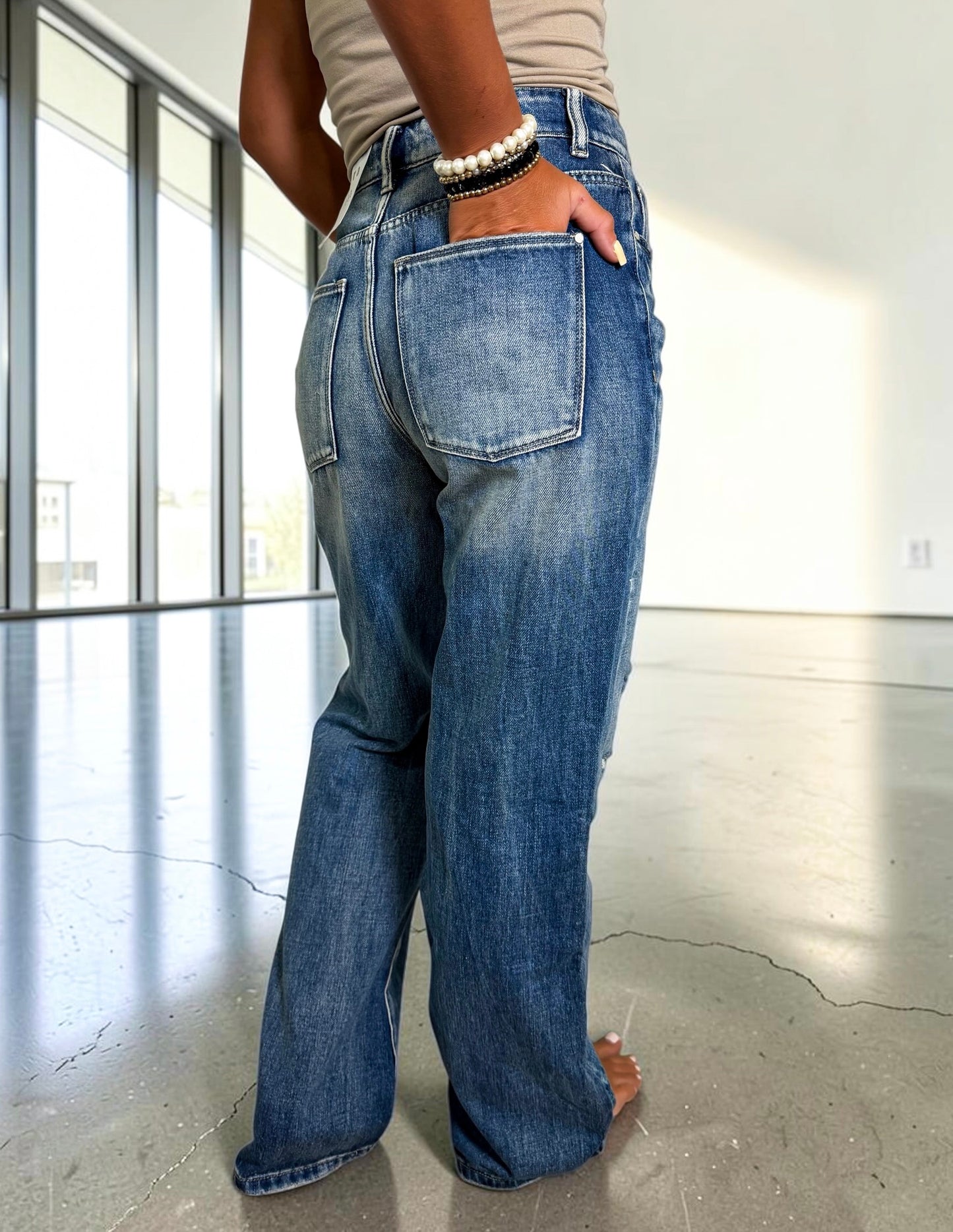 Sammi Distressed Straight Leg Denim Jeans