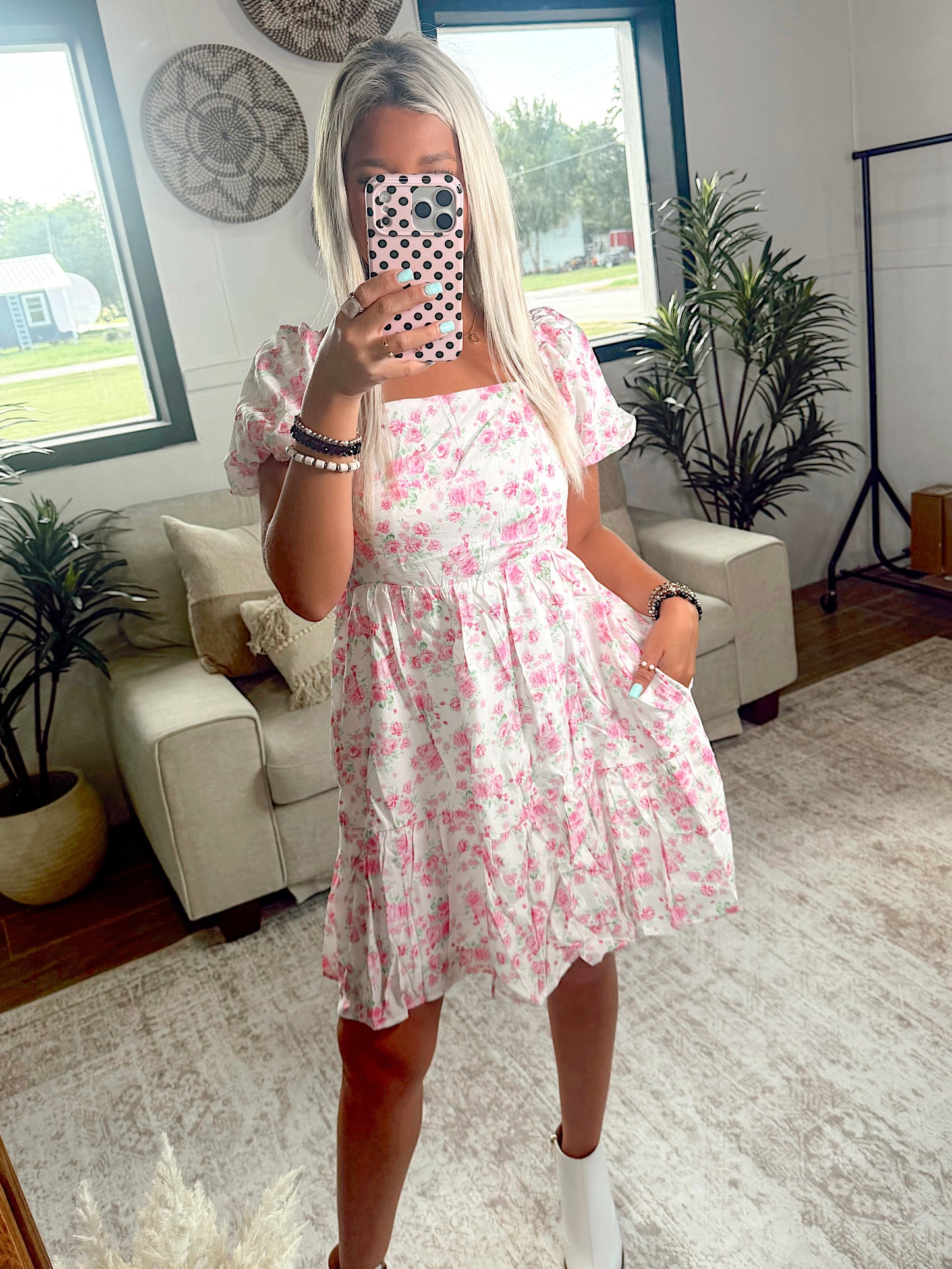 Floral Daydream Square‑Neck Dress