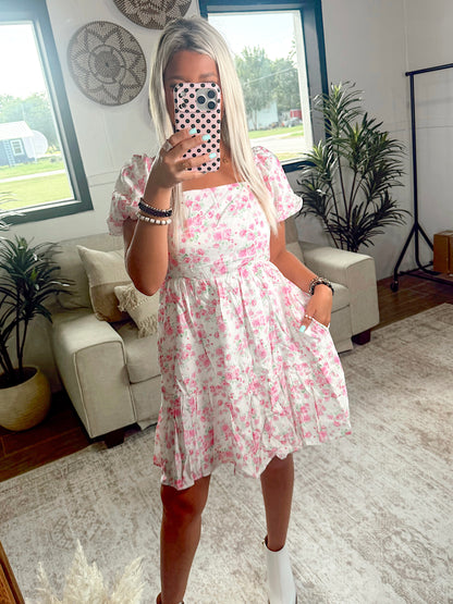Floral Daydream Square‑Neck Dress