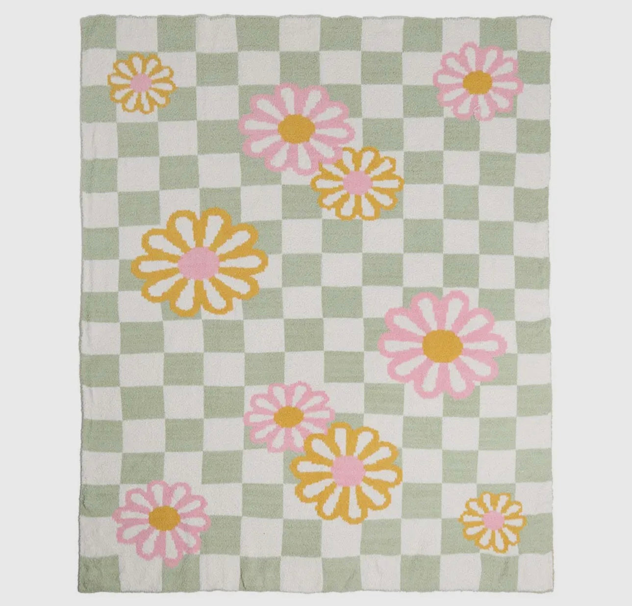 Checkered In Bloom Throw Blanket