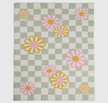 Checkered In Bloom Throw Blanket