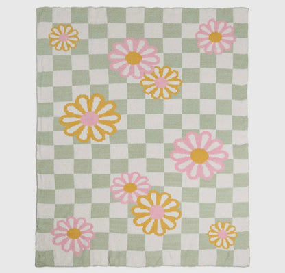 Checkered In Bloom Throw Blanket