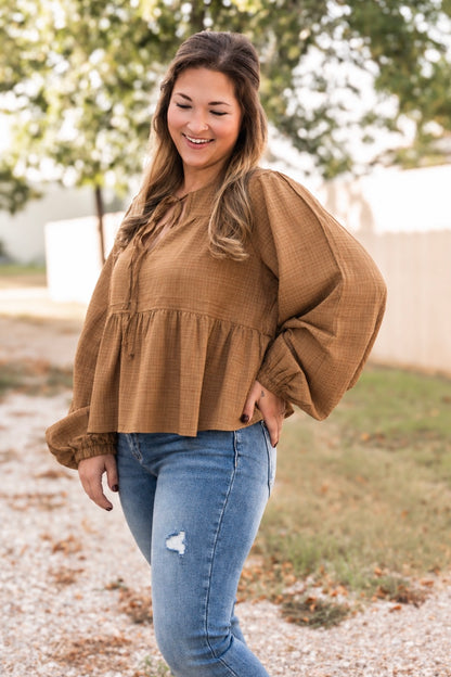 Emery Tie Peplum Blouse Top