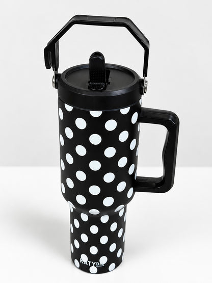 Black & White Polka Dot Tumbler Cup