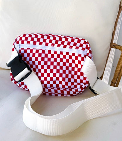 Fierce Red Checkered Crossbody Bag