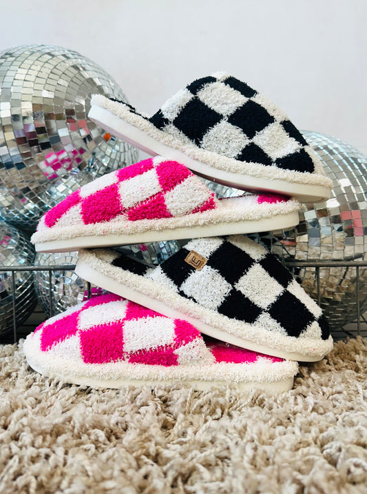 Cozy Up To Me Checkered Slippers