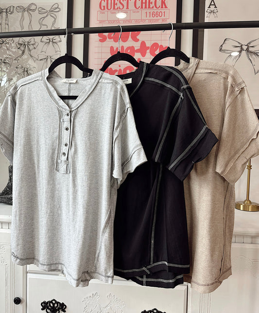 Raw Edge Detailed Button Closure Top