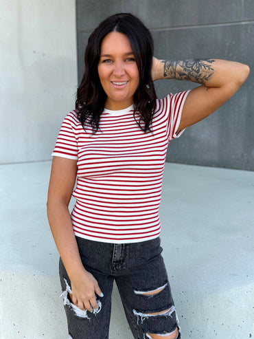Refined Ribbed Stripe Top