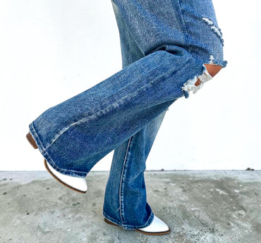 Sammi Distressed Straight Leg Denim Jeans