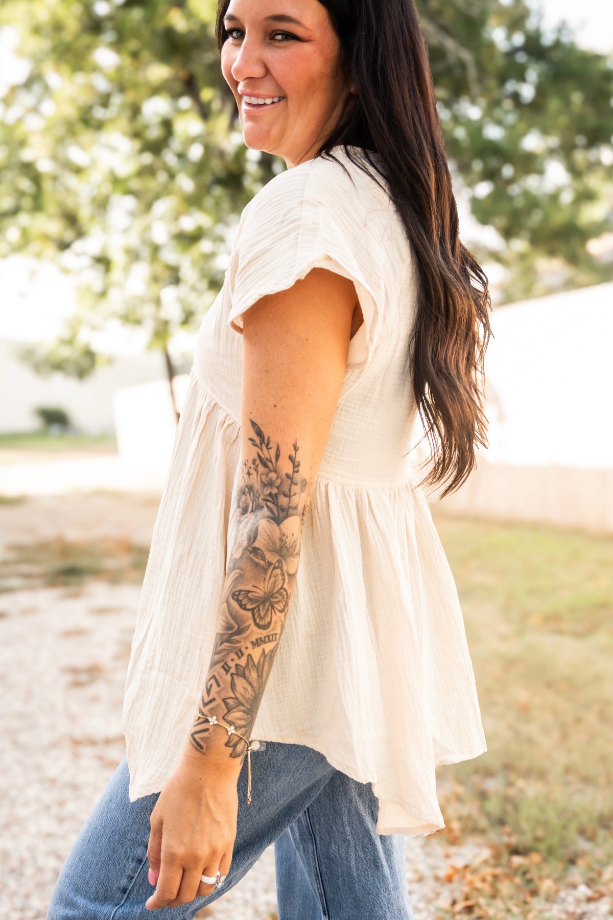 Oat Relaxed Button-Down Blouse