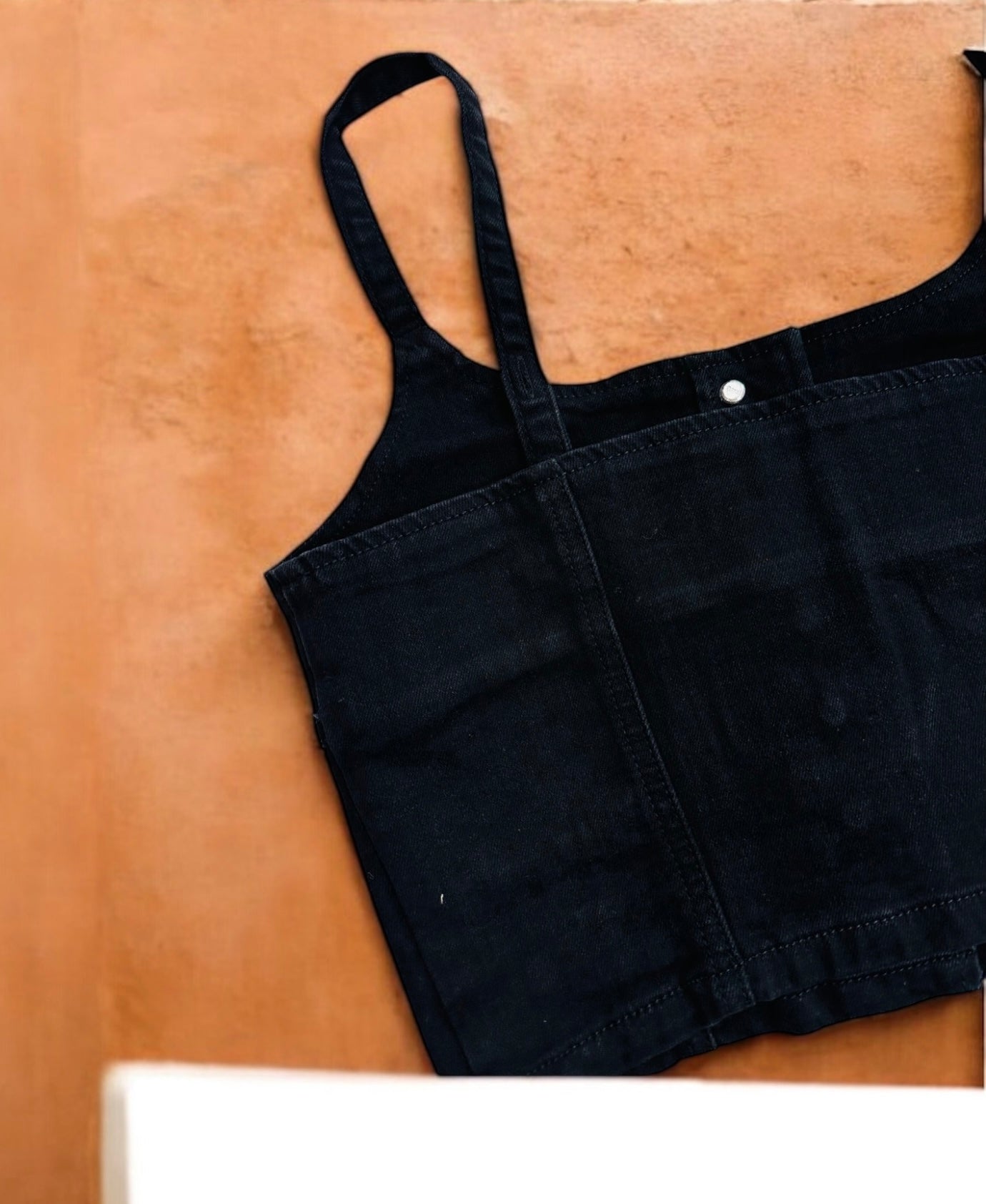 Let The Night Roll Denim Crop Vest Top