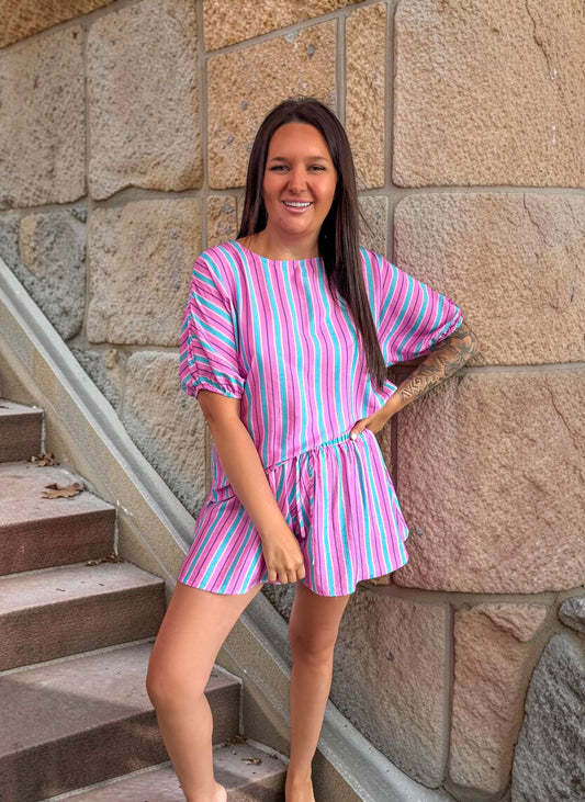 Sugar Striped Duo Shorts Set