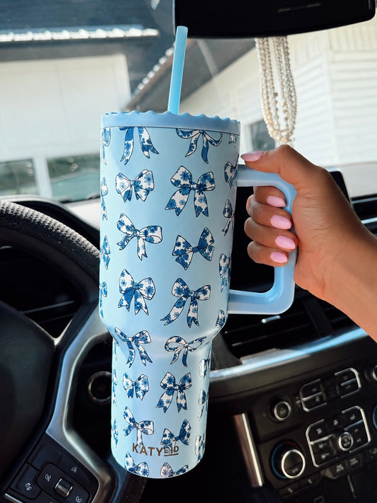 Blue Coquette Bows Tumbler Cup