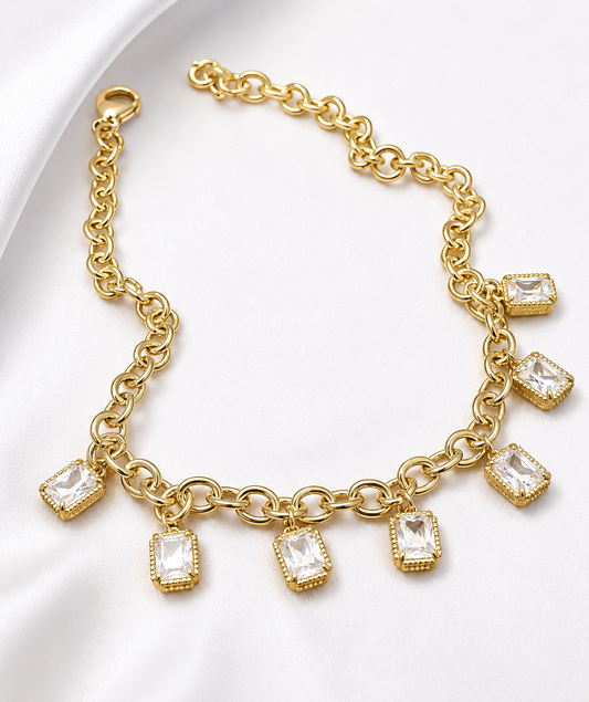 Stone Fall Charm Necklace