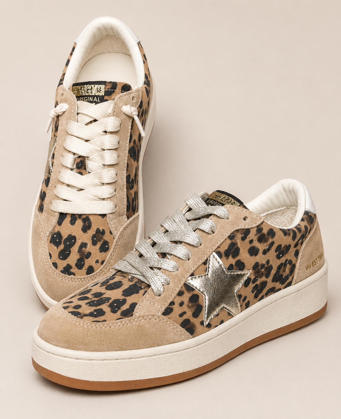 Leopard Pop Silver Low-Top Sneakers