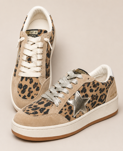 Leopard Pop Silver Low-Top Sneakers