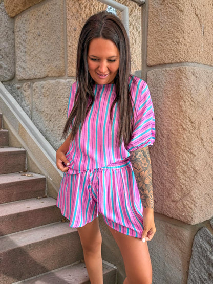 Sugar Striped Duo Shorts Set