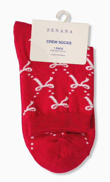 Ribbon Printed Crew Socks