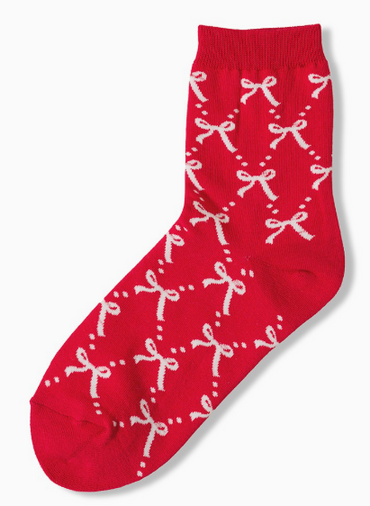 Ribbon Printed Crew Socks